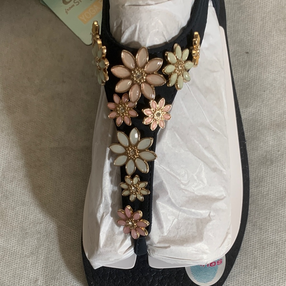 Skechers Cali Meditation Glass Daisy Sandals Navy Multi Womens Size 8 NIB Vegan - Picture 4 of 7